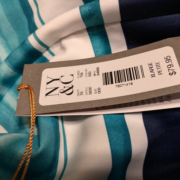 Eva Mendes for New York & Co. NWT Blue/Green/White Striped Event or Office Dress - Picture 5 of 8